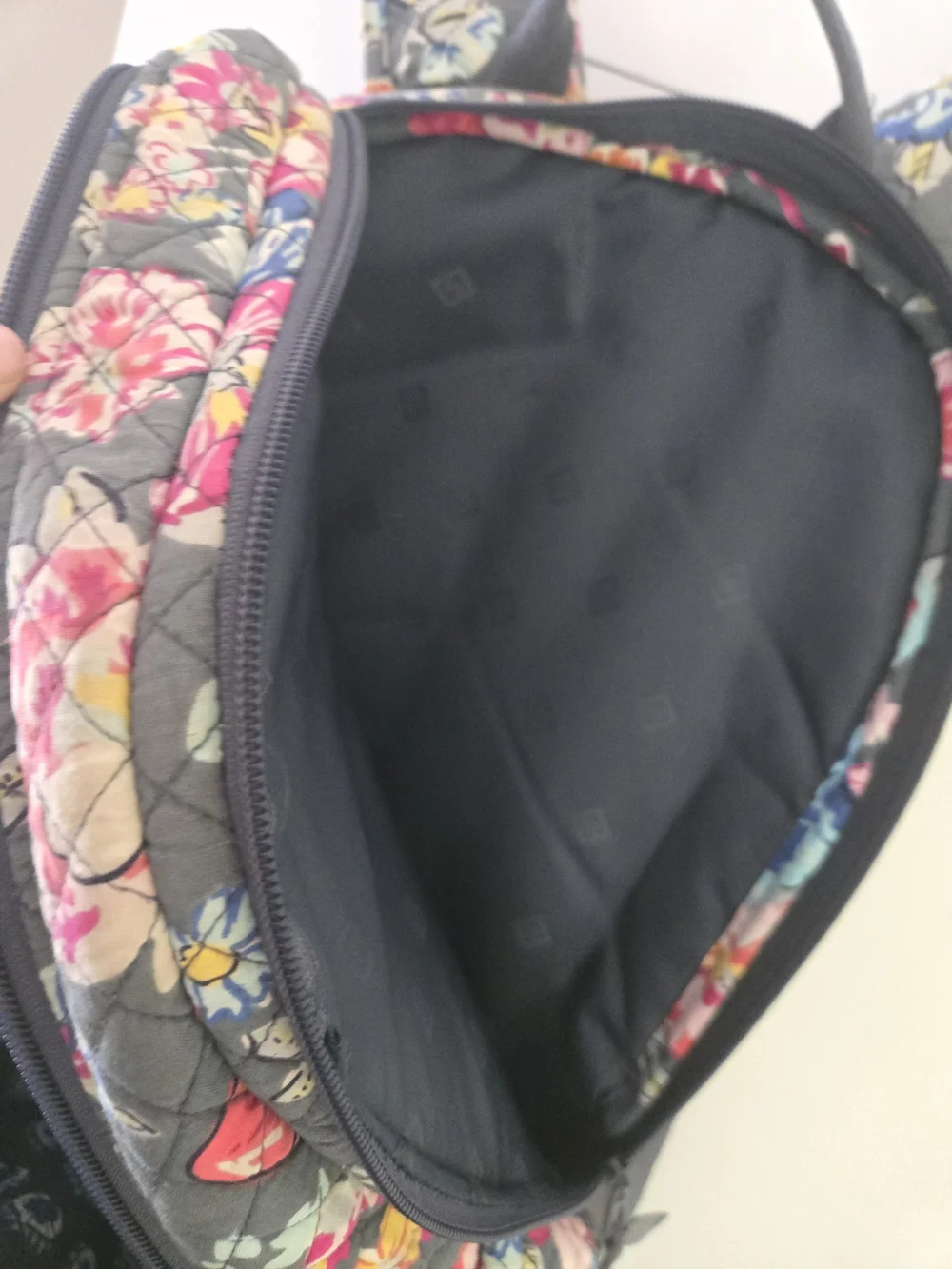 Vera Bradley Quilted Floral Backpack in Grey Floral